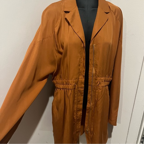 NEW Terea By Andrea Pitter Jacket long duster Adobe L Large Rust Orange coat - Picture 4 of 12